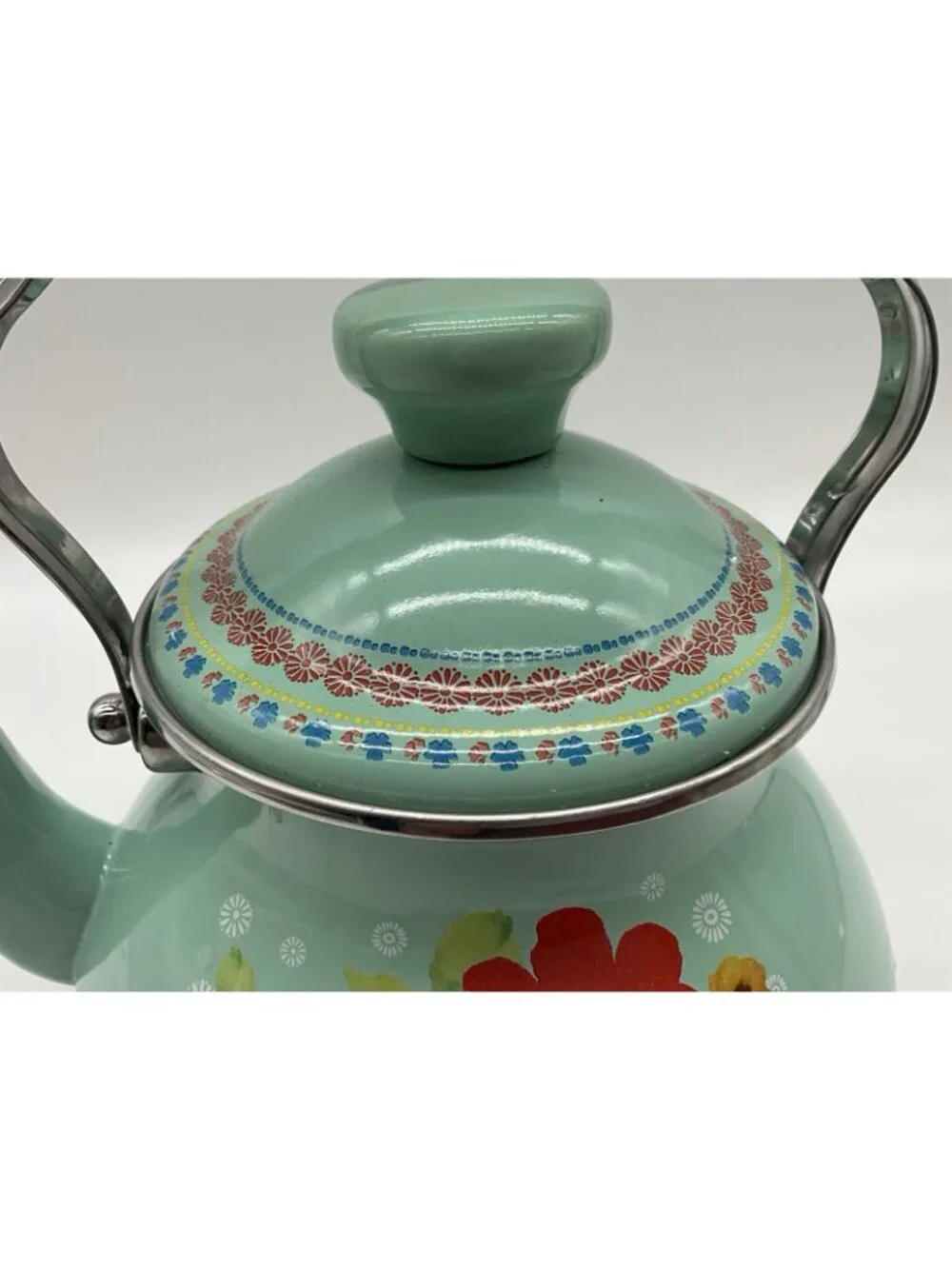 Pioneer Woman Breezy Blossom Cottage Tea Kettle Floral Enamel On Steel 1.9-Quart